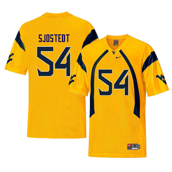 NCAA Men's Eric Sjostedt West Virginia Mountaineers Yellow #54 Nike Stitched Football College Throwback Authentic Jersey CI23Y52WV